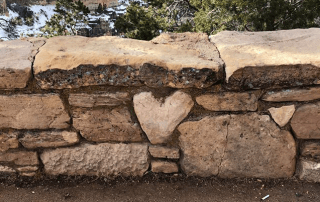 Rock wall with heart rocks